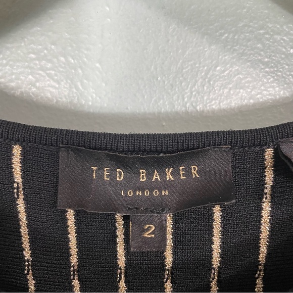 Ted Baker Flippy Metallic Relioa Jacquard Dress TB 2 US 6 Black Gold - Picture 6 of 9